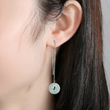 Jadeite Bblue Water Fox Ear Line Ice Jade Earrings