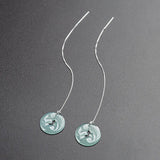 Jadeite Bblue Water Fox Ear Line Ice Jade Earrings