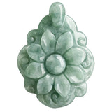 Green Jadeite Longevity Flower Pendant Necklace