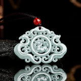 A Jadeite Water Hollowed-out Dragon&Phoenix Ice Jade Pendant