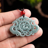 A Jadeite Water Hollowed-out Dragon&Phoenix Ice Jade Pendant