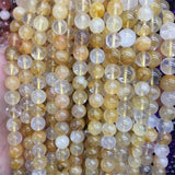 Yellow Iron Quartz Stone Round Beads Bracelet Necklace Jewelry
