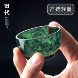 Natural A jade Hand-Carved jade kettle pot magnetic health tea cup