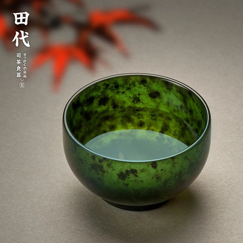 Natural A jade Hand-Carved jade kettle pot magnetic health tea cup