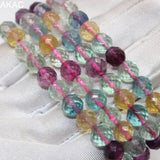 Natural Colorful Fluorite Faceted Bracelet Beads 8mm
