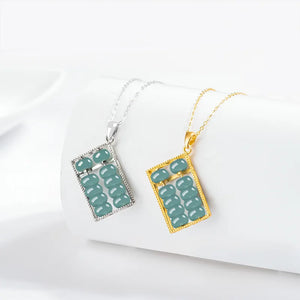 Emerald Water Fortune Abacus Pendant S925 Silver Jade Necklace