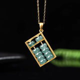 Emerald Water Fortune Abacus Pendant S925 Silver Jade Necklace