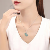Emerald Water Fortune Abacus Pendant S925 Silver Jade Necklace