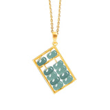 Emerald Water Fortune Abacus Pendant S925 Silver Jade Necklace