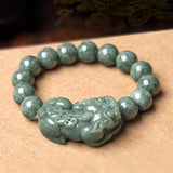 Deep Bean Green Jadeite Hand String Ice Jade Bracelet Men Women