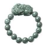 Deep Bean Green Jadeite Hand String Ice Jade Bracelet Men Women