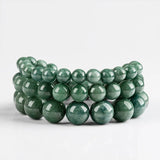 Jadeite Deep Green Round Bead Bracelet Ice Jade Fine Jewelry