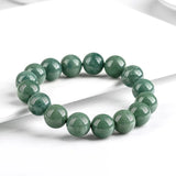 Jadeite Deep Green Round Bead Bracelet Ice Jade Fine Jewelry