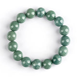 Jadeite Deep Green Round Bead Bracelet Ice Jade Fine Jewelry
