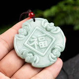 Natural A-goods Jadeite Waxy Species Antique Fu Jade Pendant Men's Women's