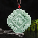 Natural A-goods Jadeite Waxy Species Antique Fu Jade Pendant Men's Women's