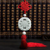 Jadeite Zhaocai High-end Car Ornaments Chinese Knot Long Tassel Jade Charms