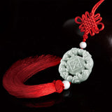 Jadeite Zhaocai High-end Car Ornaments Chinese Knot Long Tassel Jade Charms