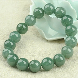 A-grade Oil Green Emerald Bead Bracelet 10MM Lucky Jade String Jewelry