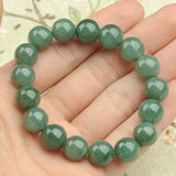 A-grade Oil Green Emerald Bead Bracelet 10MM Lucky Jade String Jewelry