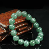 A-grade Oil Green Emerald Bead Bracelet 10MM Lucky Jade String Jewelry