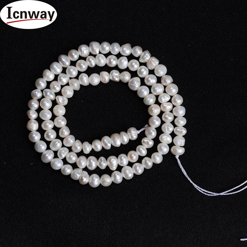 Natural Freshwater Pearl 3-4mm 15in DIY necklace bracelet earring