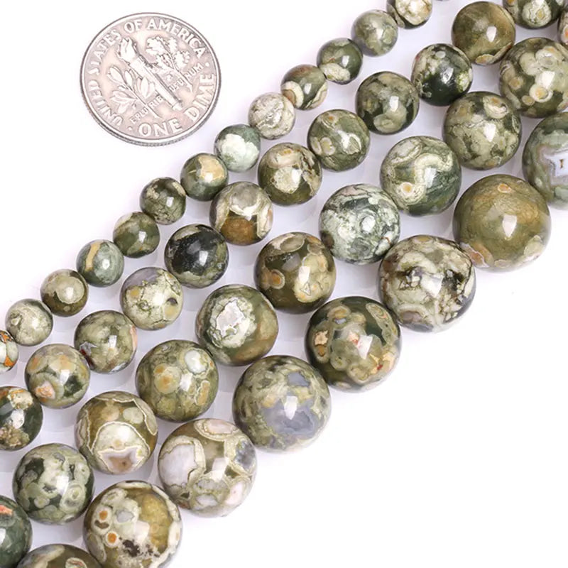 Natural AA Green Rhyolite Jaspers Round Bead 15 inch