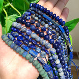 Natural AA Lapis Lazuli Bead Faceted Stone Round Loose DIY Irregular Beads