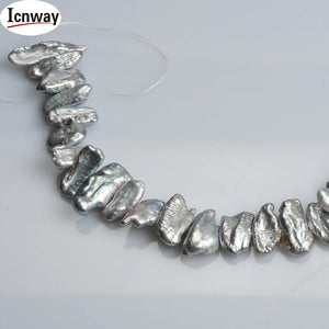 AA Biwa Gray Freshwater Pearl 8*14mm 15in DIY Necklace Bracelet Earring