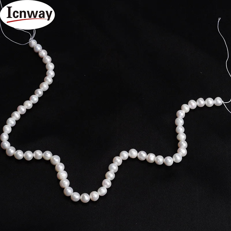 7-8mm AA Round Freshwater Pearl 15inches DIY Jewelry Making