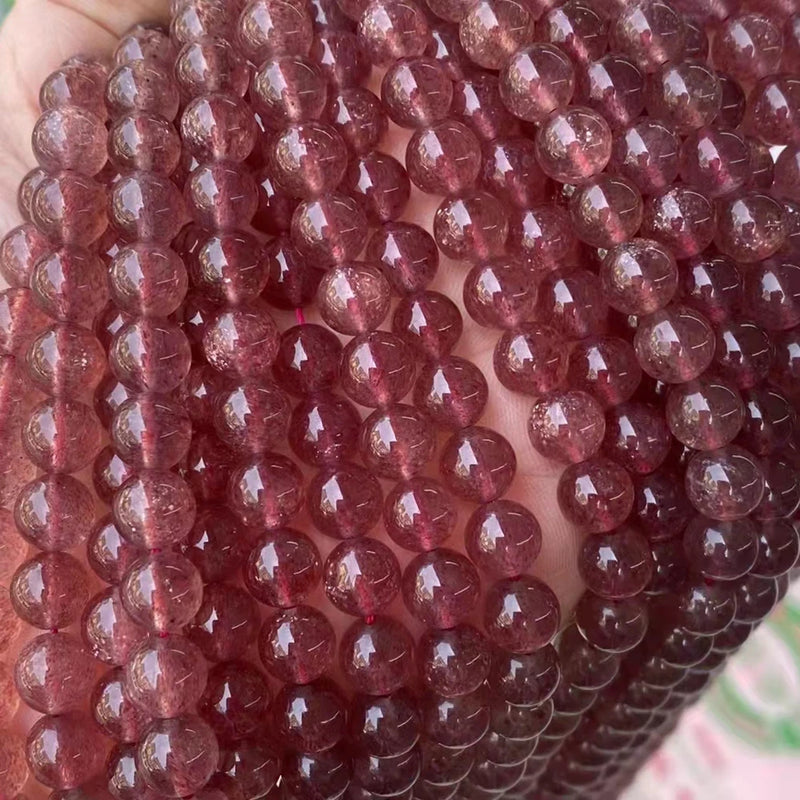 Natural AAAAA Brazil Strawberry Quartz Crystal Stone Beads for Jewelry Making