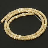 Abacus Shell Beads 3x4mm Small Flat Round Mother Of Pearl 15''