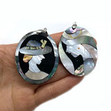 Abalone Shell Necklace Pendant Oval Freshwater Mother Of Pearl Pendant