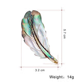 Abalone Feather Brooch Shell Pin Party Office Suit Jewelry