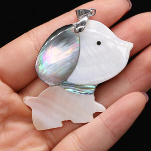 Abalone Mother of Pearl Shell Dog Pendant for Jewelry Making