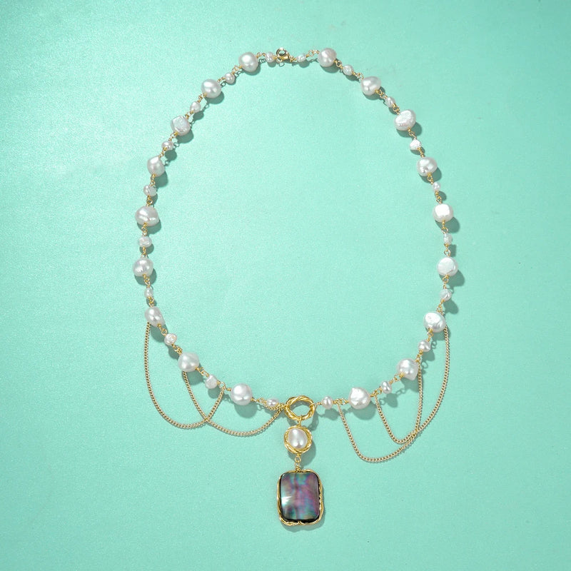 Abalone Pearl Necklace for Men Women Girls Wedding Banquet