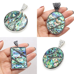 Abalone Pendants Tibetan Silver Shell Charms for Jewelry Making DIY