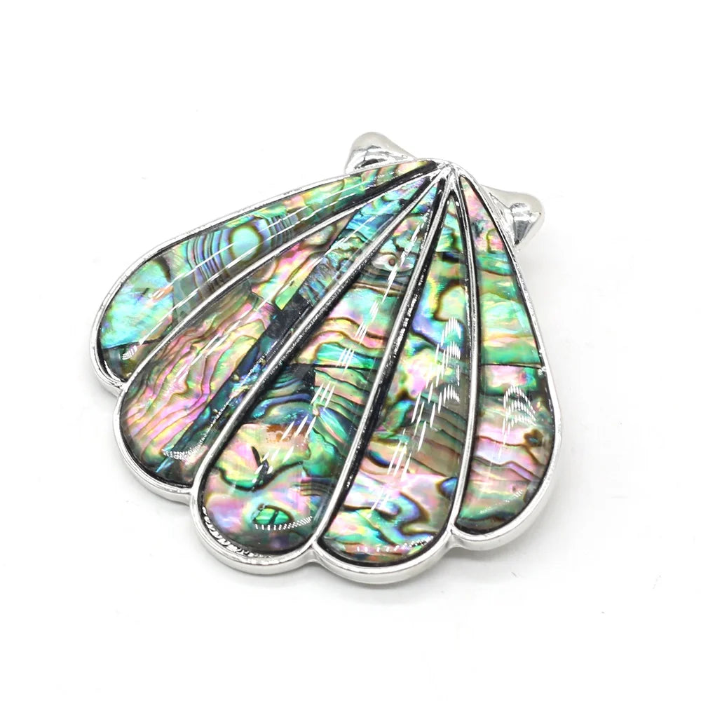 Abalone Pendants Tibetan Silver Shell Charms for Jewelry Making DIY