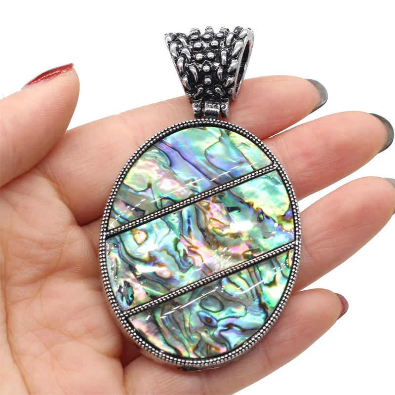 Abalone Pendants Tibetan Silver Shell Charms for Jewelry Making DIY