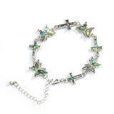 Abalone Shell Charm Bracelet Butterfly Crosses Bangle