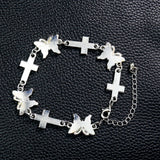 Abalone Shell Charm Bracelet Butterfly Crosses Bangle