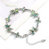 Abalone Shell Charm Bracelet Butterfly Crosses Bangle
