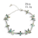 Abalone Shell Charm Bracelet Butterfly Crosses Bangle