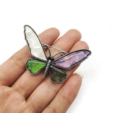 Vintage Abalone Shell Pendant Necklace with Butterfly Brooch