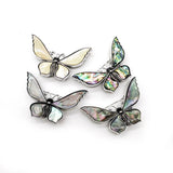 Vintage Abalone Shell Pendant Necklace with Butterfly Brooch