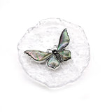 Vintage Abalone Shell Pendant Necklace with Butterfly Brooch