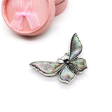 Vintage Abalone Shell Pendant Necklace with Butterfly Brooch