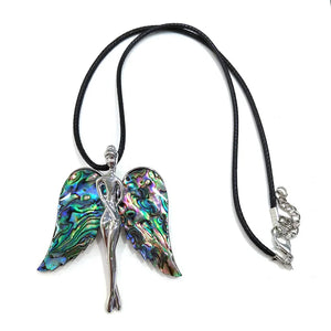 Abalone Shell Wings Pendant Necklace Brooch for Women Men