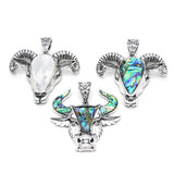 Abalone Shell Pendant Cow Sheep's Head Charms Jewelry Making DIY