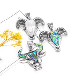 Abalone Shell Pendant Cow Sheep's Head Charms Jewelry Making DIY